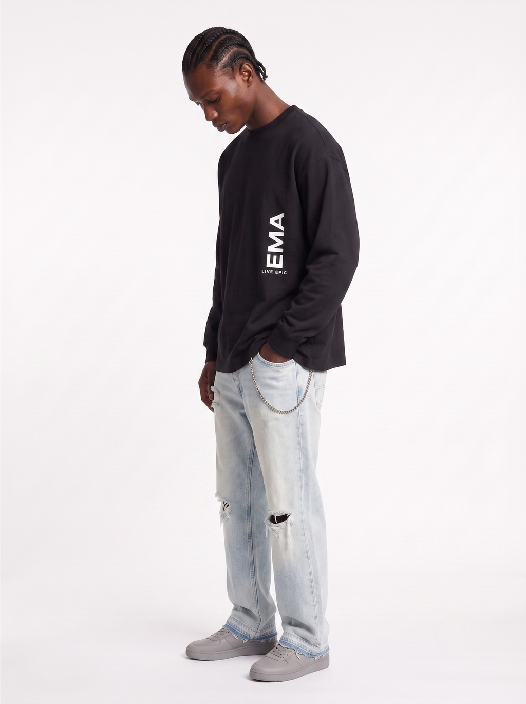 EMA Oversized Long Sleeve Tee  (Black)